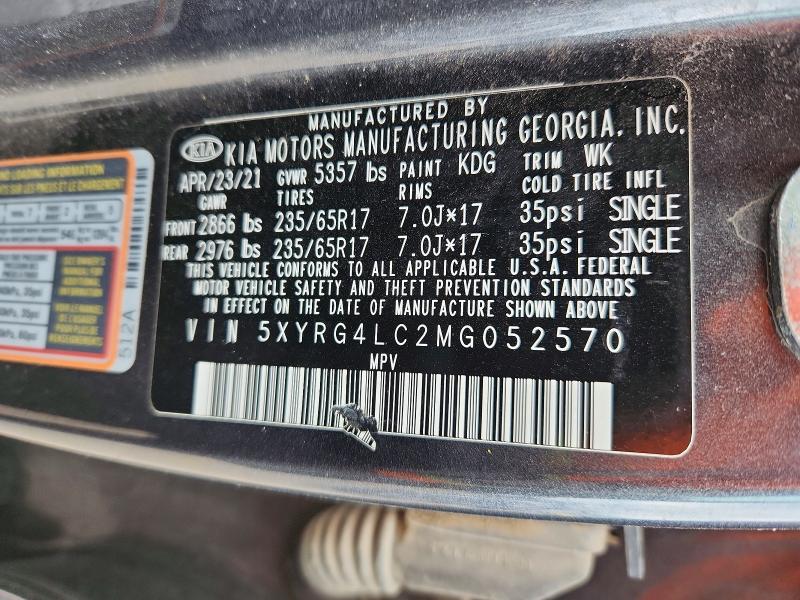 Продаж на аукціоні авто 2021 Kia Sorento, vin: 5XYRG4LC2MG052570, номер лоту: 52498976