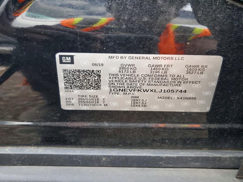 2020 Chevrolet Traverse მანქანა იყიდება აუქციონზე, vin: 1GNEVFKWXLJ105744, აუქციონის ნომერი: 54488106