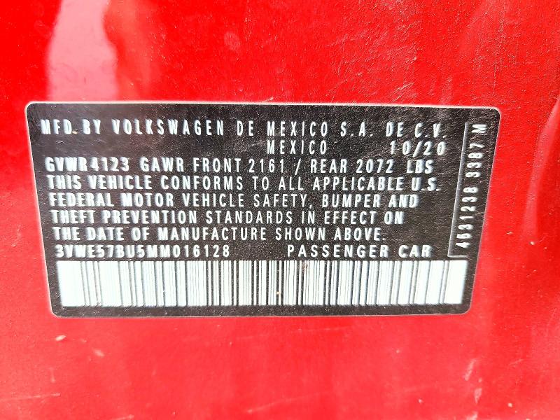 Aukcja sprzedaży 2021 Volkswagen Jetta, vin: 3VWE57BU5MM016128, numer aukcji: 54964446