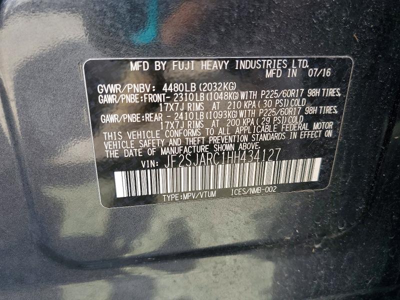 2017 Subaru Forester მანქანა იყიდება აუქციონზე, vin: JF2SJARC1HH434127, აუქციონის ნომერი: 52382686
