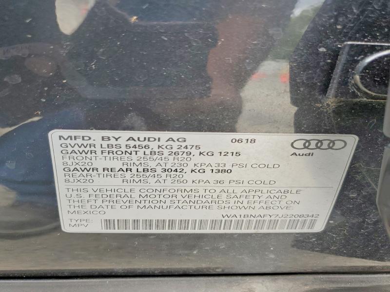 Aukcja sprzedaży 2018 Audi Q5, vin: WA1BNAFY7J2208342, numer aukcji: 50671966
