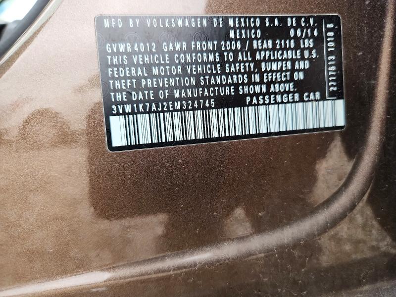 Aukcja sprzedaży 2014 Volkswagen Jetta, vin: 3VW1K7AJ2EM324745, numer aukcji: 54085526