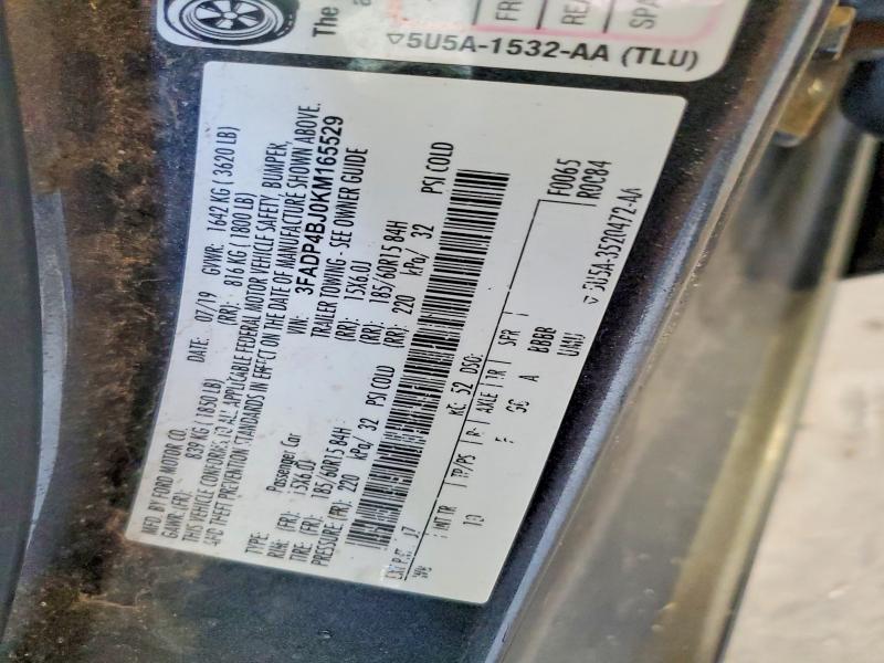 2019 Ford Fiesta მანქანა იყიდება აუქციონზე, vin: 3FADP4BJ0KM165529, აუქციონის ნომერი: 54778626