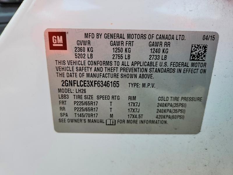 Продажа на аукционе авто 2015 Chevrolet Equinox, vin: 2GNFLCE3XF6346165, номер лота: 55155086