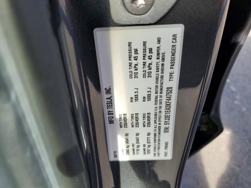 54007226 :رقم المزاد ، 5YJ3E1EA3KF447528 vin ، 2019 Tesla Model 3 مزاد بيع