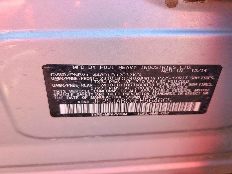 53665756 :رقم المزاد ، JF2SJABC0FH564665 vin ، 2015 Subaru Forester مزاد بيع