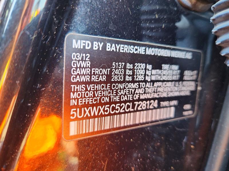 Aukcja sprzedaży 2012 Bmw X3, vin: 5UXWX5C52CL728124, numer aukcji: 54199706