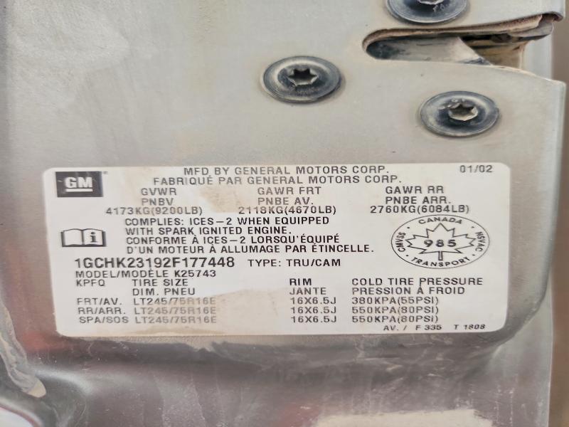 52611586 :رقم المزاد ، 1GCHK23192F177448 vin ، 2002 Chevrolet Silverado مزاد بيع