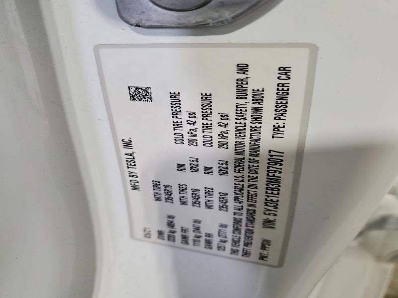 Aukcja sprzedaży 2021 Tesla Model 3, vin: 5YJ3E1EB3MF979017, numer aukcji: 46906956
