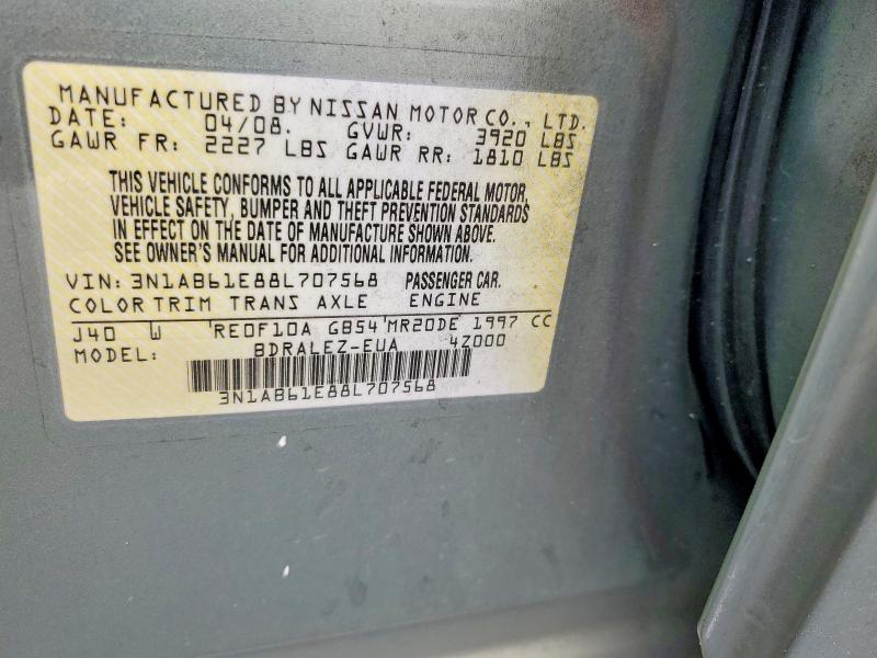 Aukcja sprzedaży 2008 Nissan Sentra, vin: 3N1AB61E88L707568, numer aukcji: 54081606