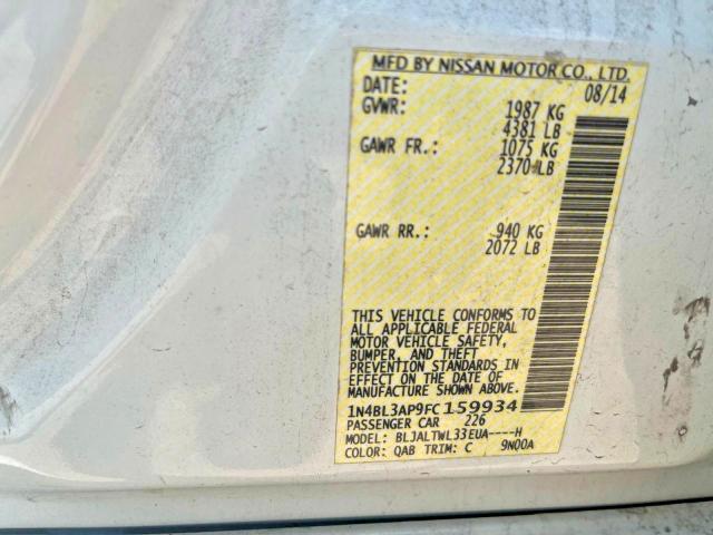 Aukcja sprzedaży 2015 Nissan Altima, vin: 1N4BL3AP9FC159934, numer aukcji: 55024006