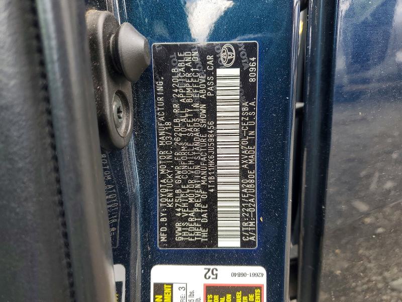Продажа на аукционе авто 2018 Toyota Camry, vin: 4T1B11HK6JU598456, номер лота: 53040146