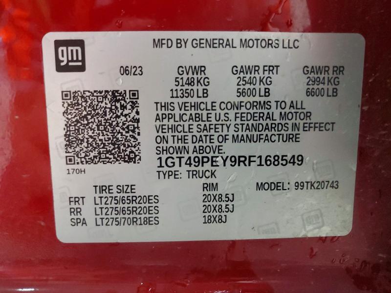 Продаж на аукціоні авто 2024 Gmc Sierra, vin: 1GT49PEY9RF168549, номер лоту: 51551346