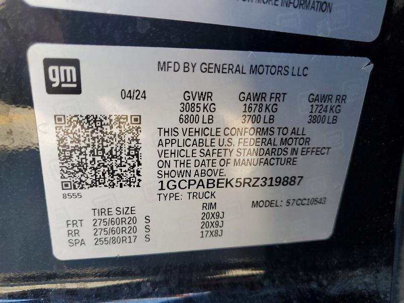 53441786 :رقم المزاد ، 1GCPABEK5RZ319887 vin ، 2024 Chevrolet Silverado مزاد بيع