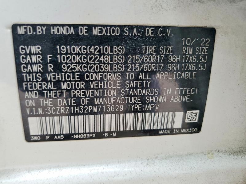 Aukcja sprzedaży 2023 Honda Hr-v, vin: 3CZRZ1H32PM713629, numer aukcji: 55221726