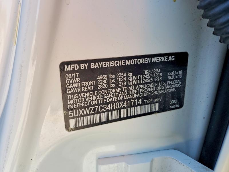 Продаж на аукціоні авто 2017 Bmw X3, vin: 5UXWZ7C34H0X41714, номер лоту: 53315576