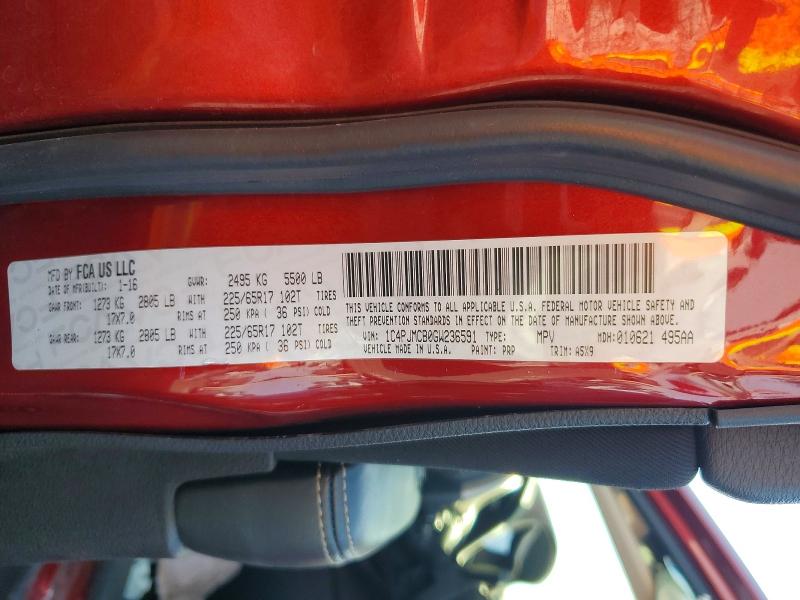 Продажа на аукционе авто 2016 Jeep Cherokee, vin: 1C4PJMCB0GW236591, номер лота: 52103886