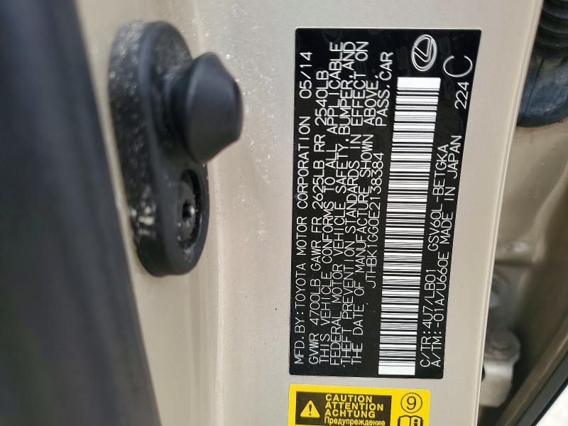 52085206 :رقم المزاد ، JTHBK1GG0E2138384 vin ، 2014 Lexus Es مزاد بيع