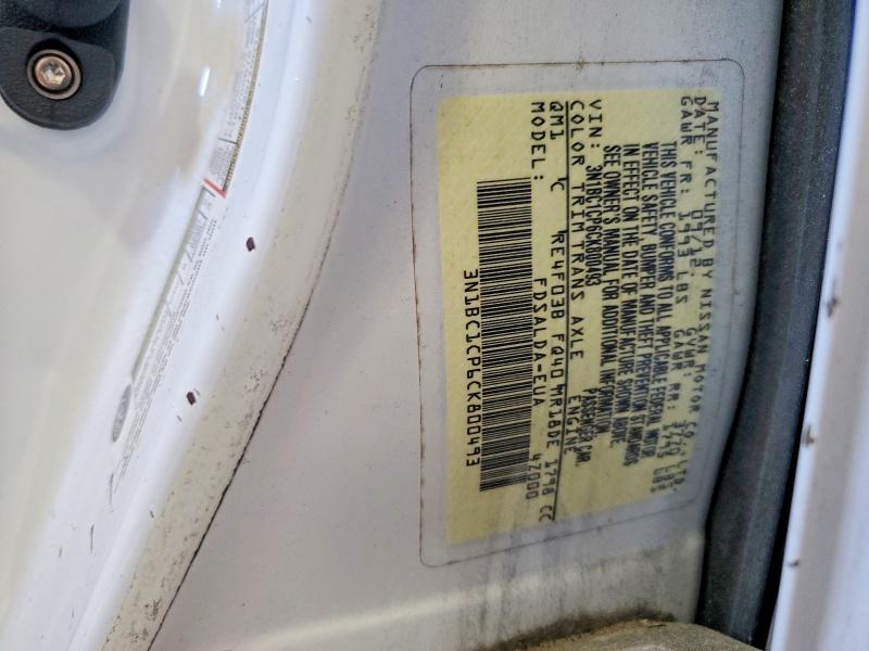 2012 Nissan Versa მანქანა იყიდება აუქციონზე, vin: 3N1BC1CP6CK800493, აუქციონის ნომერი: 53928736