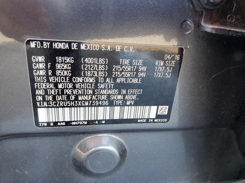 Продаж на аукціоні авто 2016 Honda Hr-v, vin: 3CZRU5H3XGM739496, номер лоту: 53214656