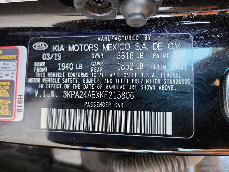 Aukcja sprzedaży 2019 Kia Rio, vin: 3KPA24ABXKE215806, numer aukcji: 54709426
