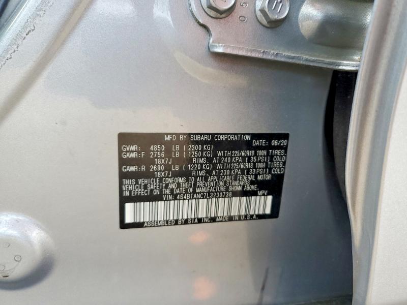 Aukcja sprzedaży 2020 Subaru Outback, vin: 4S4BTANC7L3230738, numer aukcji: 53603856