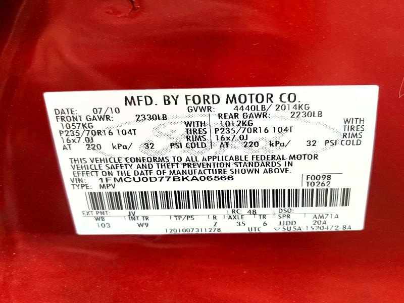 Продаж на аукціоні авто 2011 Ford Escape, vin: 1FMCU0D77BKA06566, номер лоту: 52335556