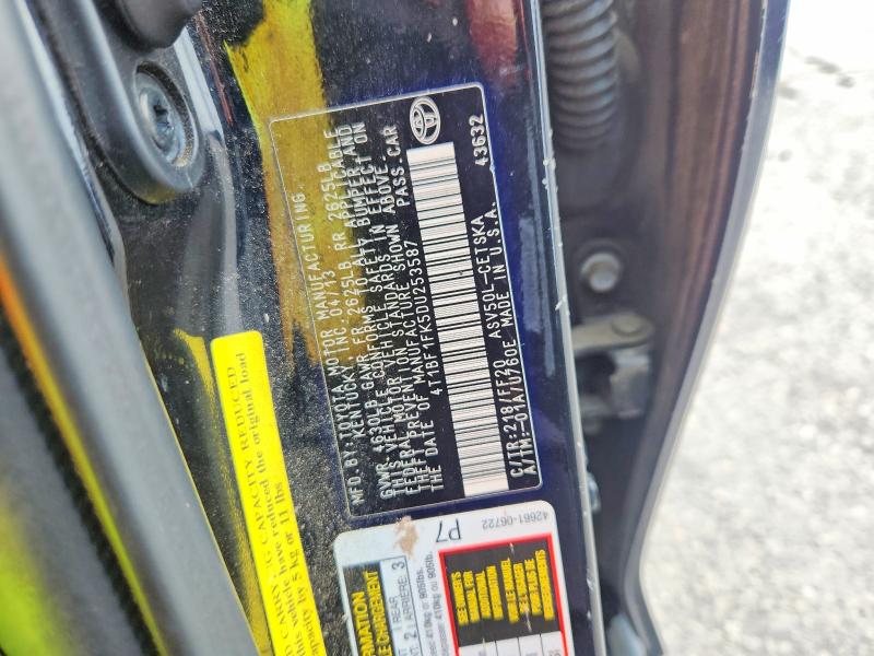 55237086 :رقم المزاد ، 4T1BF1FK5DU253587 vin ، 2013 Toyota Camry مزاد بيع
