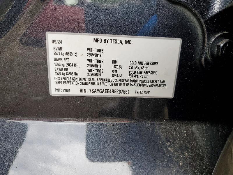 Продажа на аукционе авто 2024 Tesla Model Y, vin: 7SAYGAEE4RF207551, номер лота: 53166986