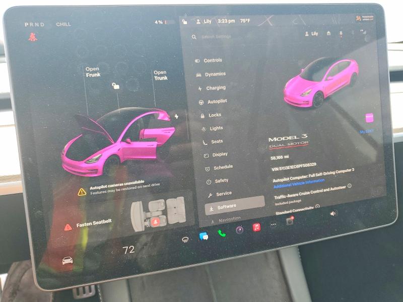 2023 Tesla Model 3 მანქანა იყიდება აუქციონზე, vin: 5YJ3E1EC6PF508329, აუქციონის ნომერი: 46197006