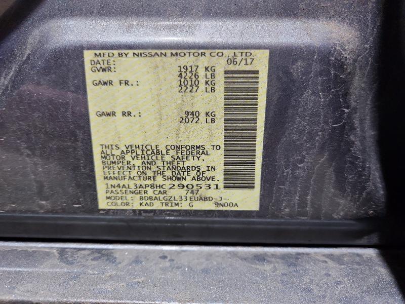 52940226 :رقم المزاد ، 1N4AL3AP8HC290531 vin ، 2017 Nissan Altima مزاد بيع