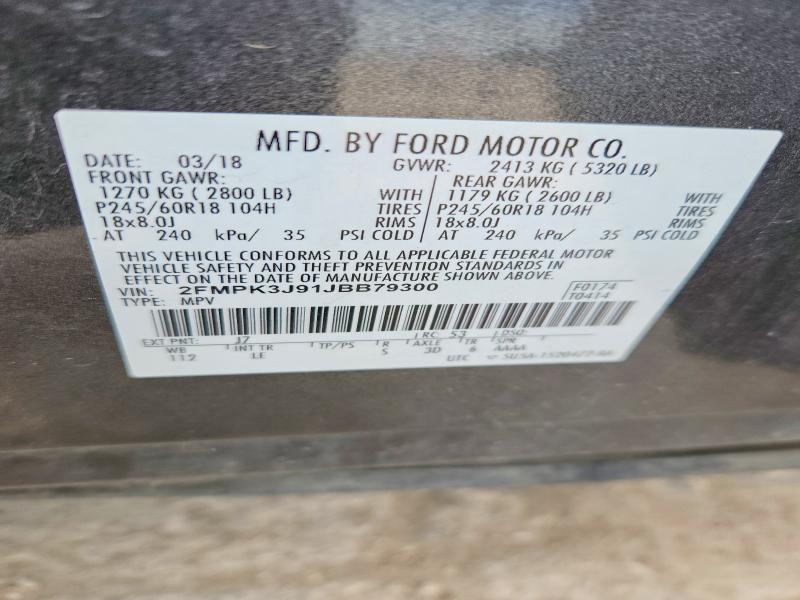 Продаж на аукціоні авто 2018 Ford Edge, vin: 2FMPK3J91JBB79300, номер лоту: 52571256