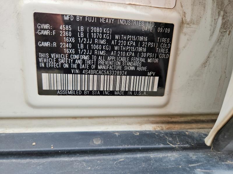 2010 Subaru Outback მანქანა იყიდება აუქციონზე, vin: 4S4BRCAC5A3328924, აუქციონის ნომერი: 51963306