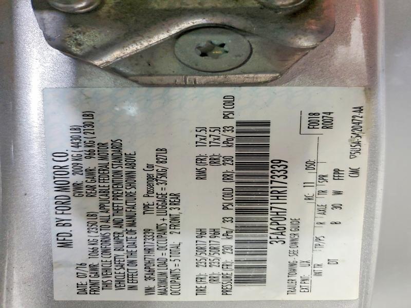 Aukcja sprzedaży 2017 Ford Fusion, vin: 3FA6P0H71HR173339, numer aukcji: 51330446
