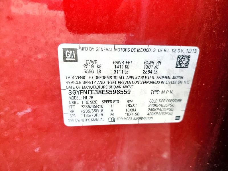 53265776 :رقم المزاد ، 3GYFNEE38ES596559 vin ، 2014 Cadillac Srx مزاد بيع