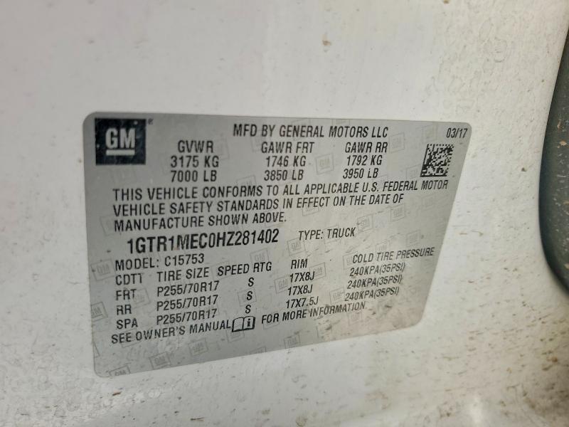 Продаж на аукціоні авто 2017 Gmc Sierra, vin: 1GTR1MEC0HZ281402, номер лоту: 52458196