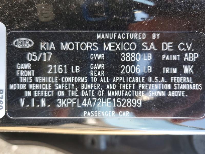 2017 Kia Forte მანქანა იყიდება აუქციონზე, vin: 3KPFL4A72HE152899, აუქციონის ნომერი: 54860466