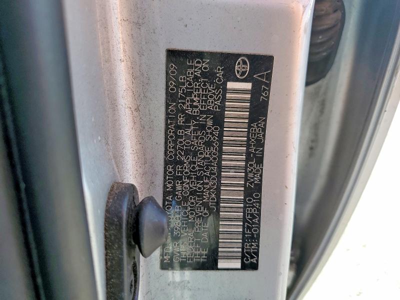 54017196 :رقم المزاد ، JTDKN3DU4A0056940 vin ، 2010 Toyota Prius مزاد بيع