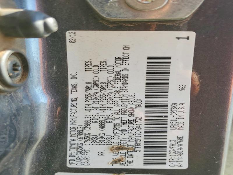 2012 Toyota Tundra მანქანა იყიდება აუქციონზე, vin: 5TFRM5F17CX041732, აუქციონის ნომერი: 53766646