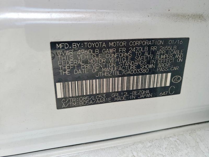 Продажа на аукционе авто 2016 Lexus Gs 350, vin: JTHBZ1BL7GA003380, номер лота: 52612256