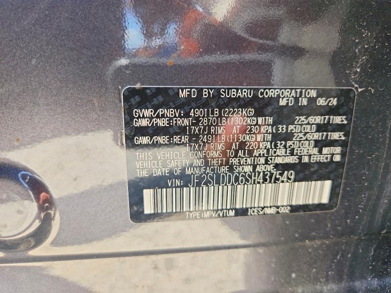 2025 Subaru Forester მანქანა იყიდება აუქციონზე, vin: JF2SLDDC6SH437549, აუქციონის ნომერი: 53287686