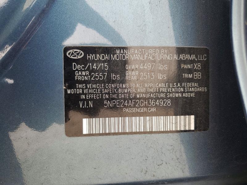 2016 Hyundai Sonata მანქანა იყიდება აუქციონზე, vin: 5NPE24AF2GH364928, აუქციონის ნომერი: 52350316