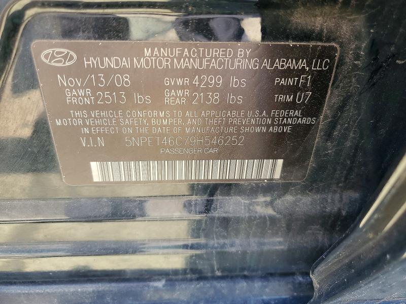 Продаж на аукціоні авто 2009 Hyundai Sonata, vin: 5NPET46C79H546252, номер лоту: 53519386