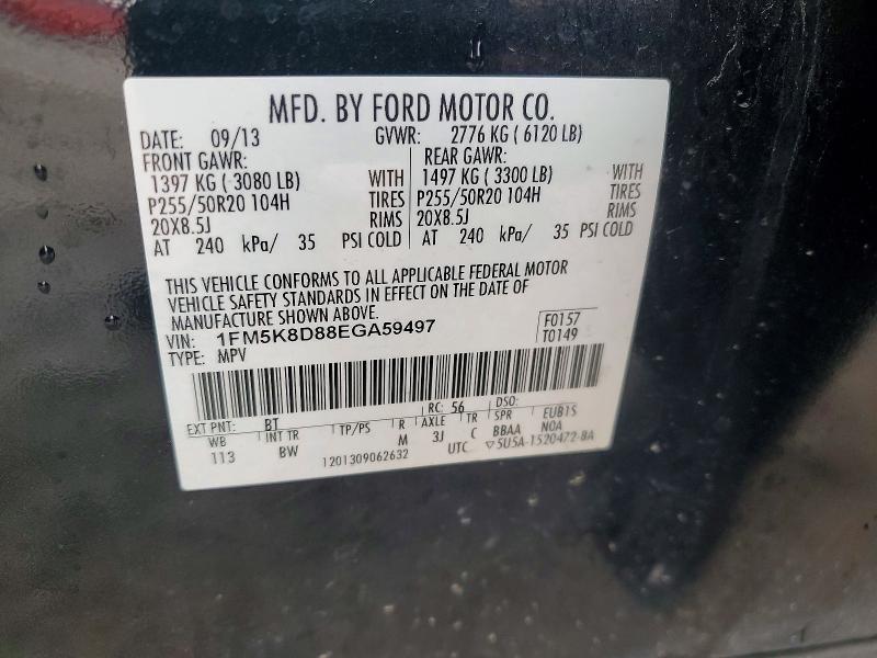 Aukcja sprzedaży 2014 Ford Explorer, vin: 1FM5K8D88EGA59497, numer aukcji: 52295176