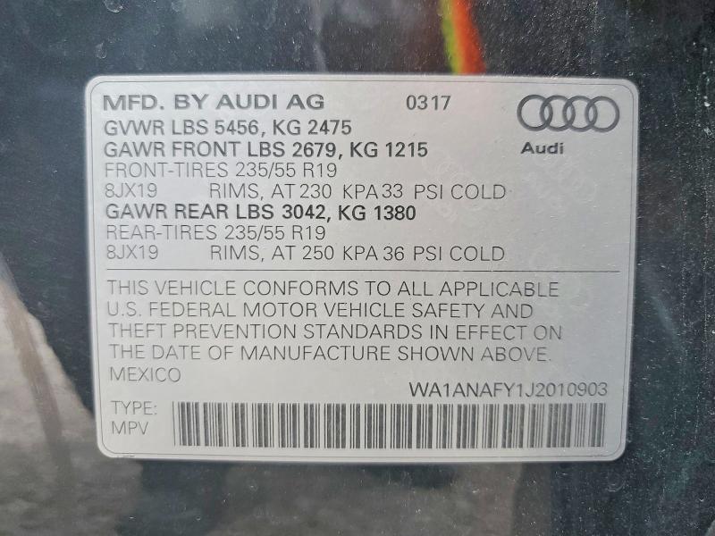 55015606 :رقم المزاد ، WA1ANAFY1J2010903 vin ، 2018 Audi Q5 مزاد بيع