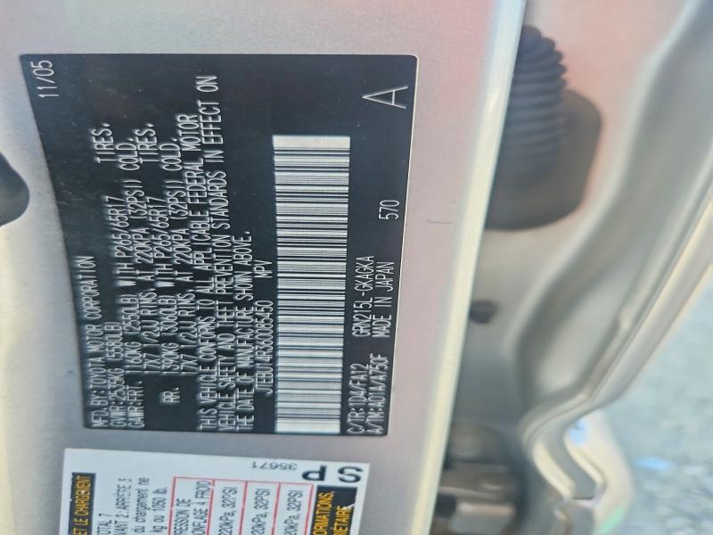 Aukcja sprzedaży 2006 Toyota 4runner, vin: JTEBU14R360085450, numer aukcji: 54537666