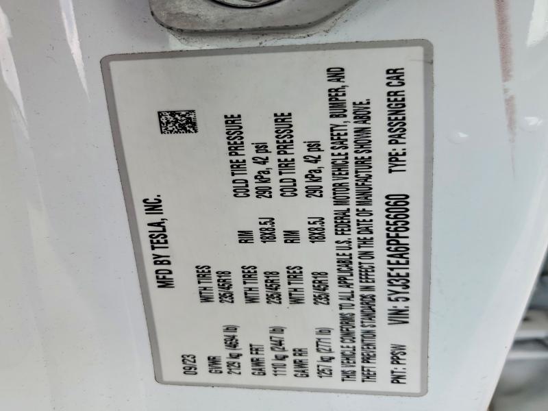 Aukcja sprzedaży 2023 Tesla Model 3, vin: 5YJ3E1EA6PF656060, numer aukcji: 55234616