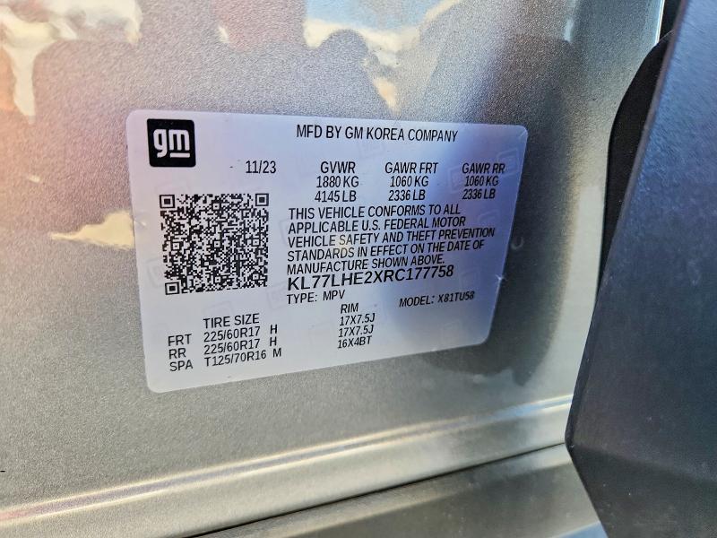 Продаж на аукціоні авто 2024 Chevrolet Trax, vin: KL77LHE2XRC177758, номер лоту: 52761626