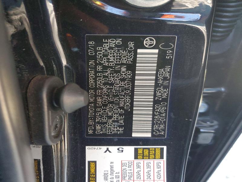 2018 Toyota Prius მანქანა იყიდება აუქციონზე, vin: JTDKBRFU9J3071909, აუქციონის ნომერი: 53567456