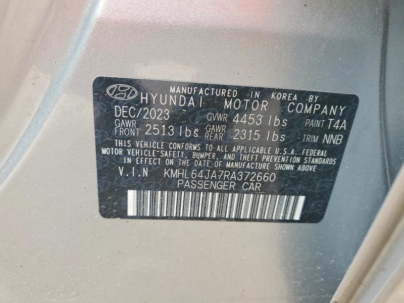 52906496 :رقم المزاد ، KMHL64JA7RA372660 vin ، 2024 Hyundai Sonata مزاد بيع